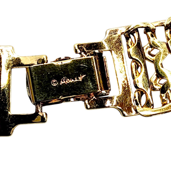 Vintage Monet Flat Woven Gold Tone Intricate Chain Choker Collar Necklace 17 in - Picture 2 of 6